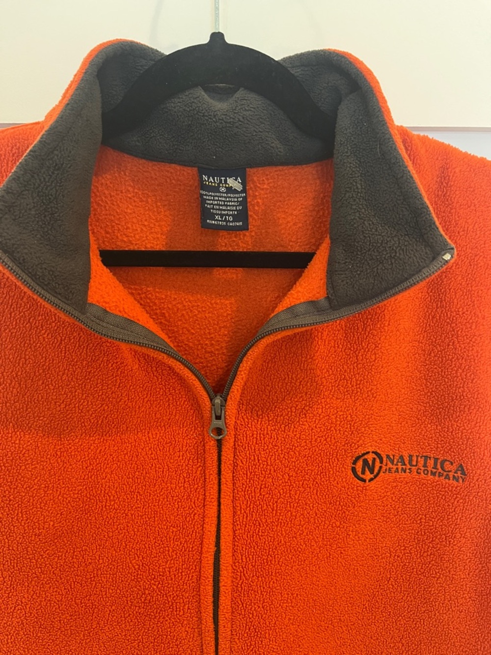 Nautica Orange Fleece Jacket with Gray Trim
